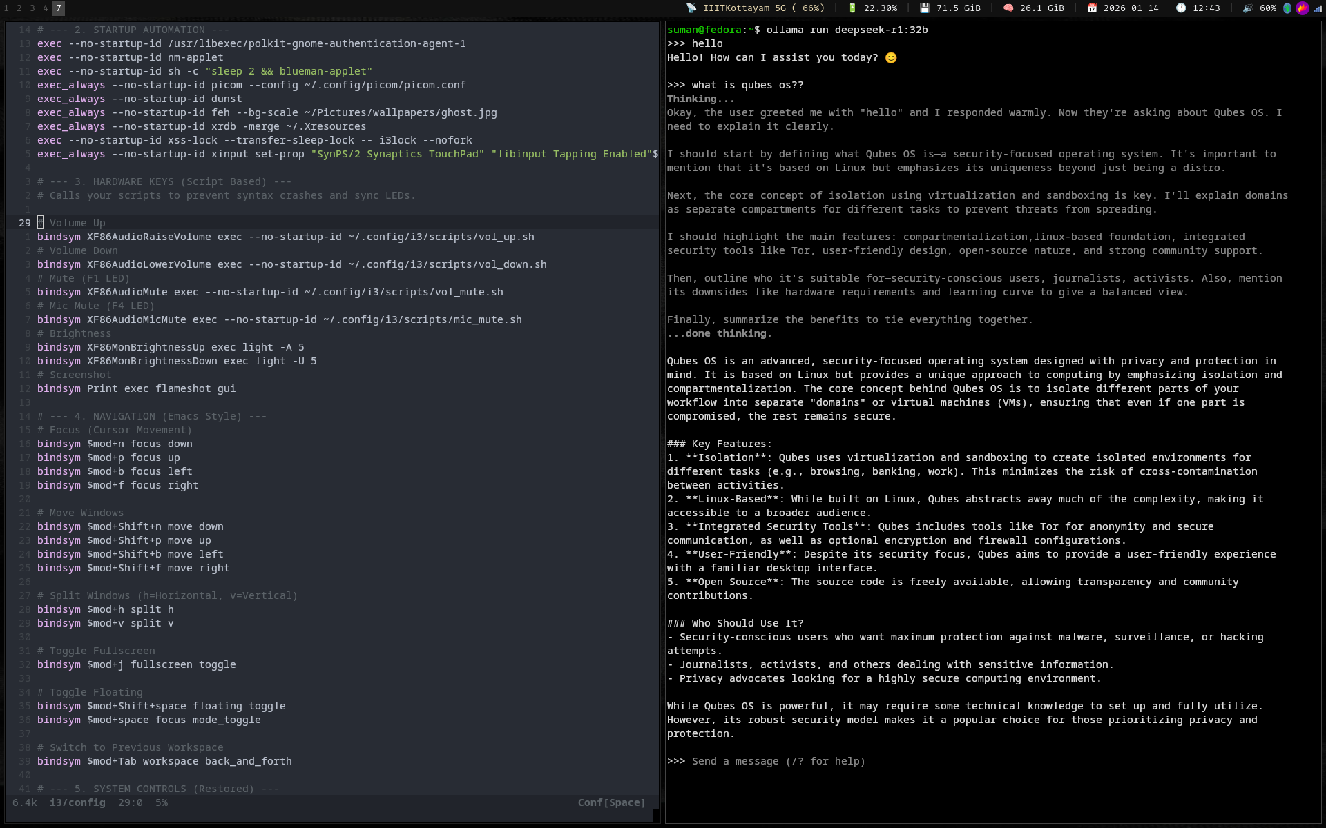 Running DeepSeek 32B locally on Fedora